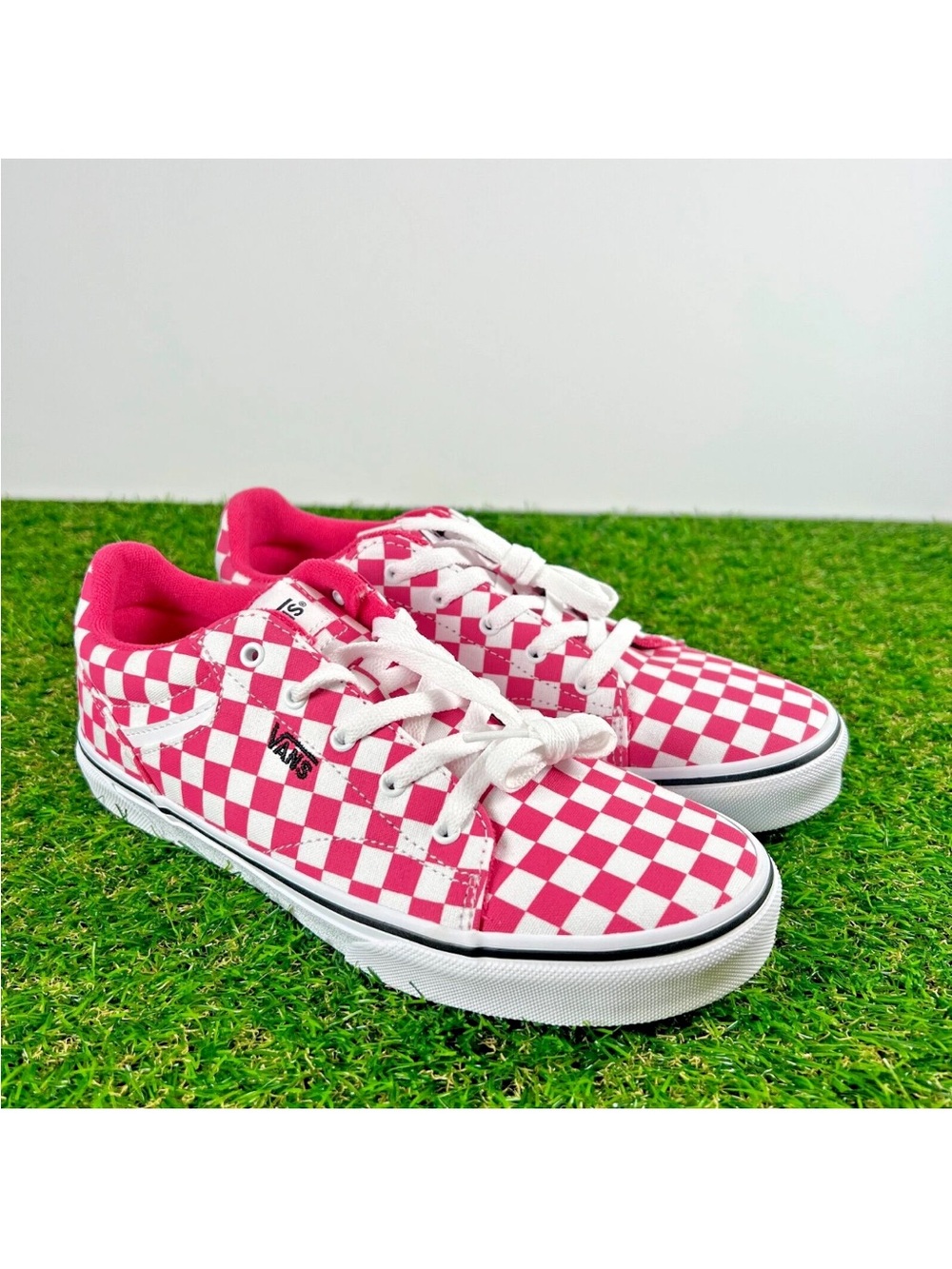 Vans Pink & White Checkerboard Low Top Sneakers